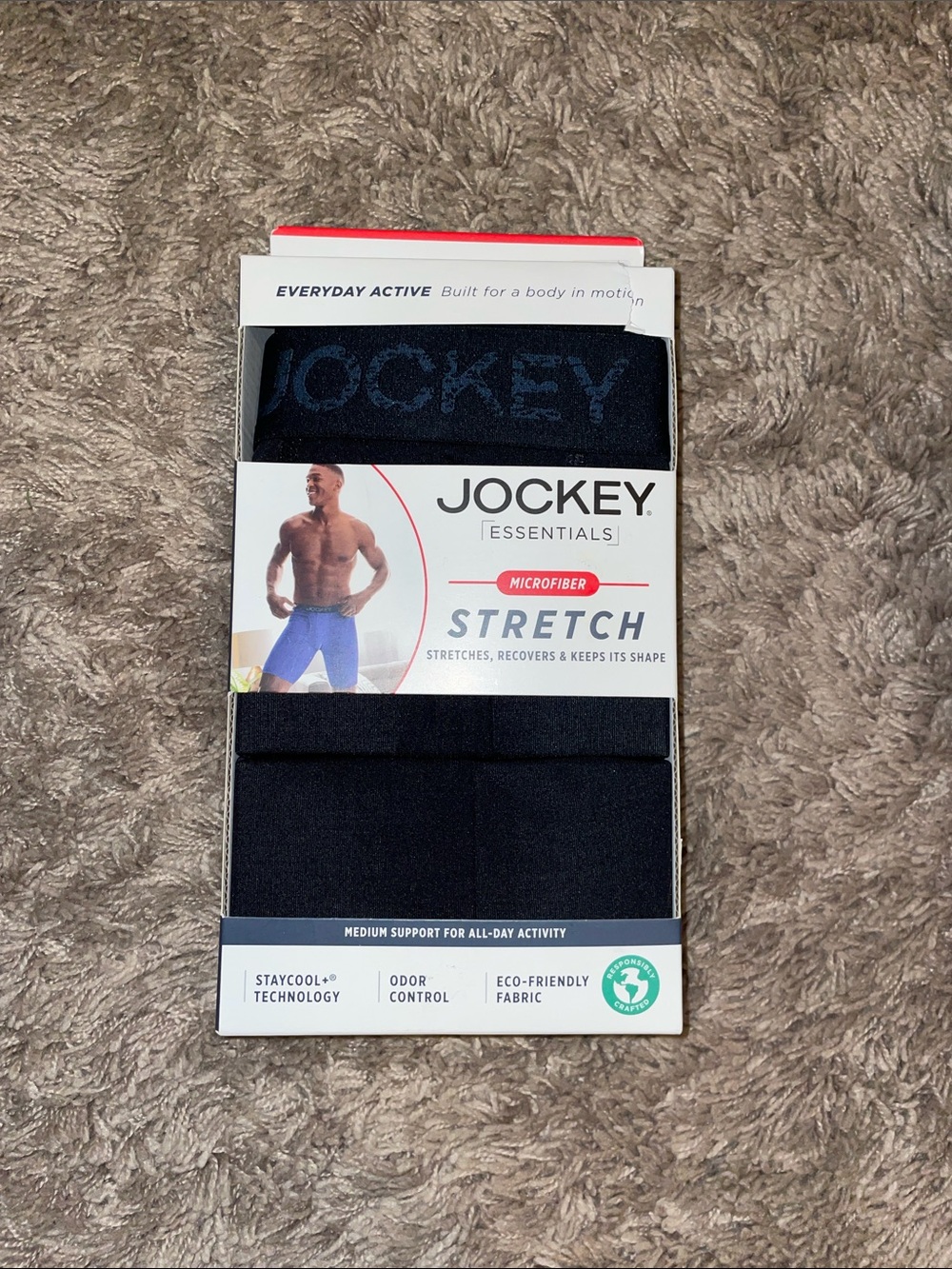 NWT 3 pack Jockey Essentials Stretch Microfiber Boxer Briefs - Black